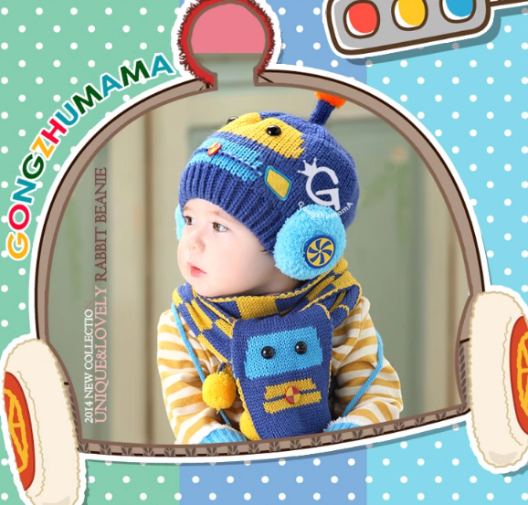 Bộ mũ len cho bé kèm khăn phong cách Hàn cao cấp mới, sét nón len thời trang mới