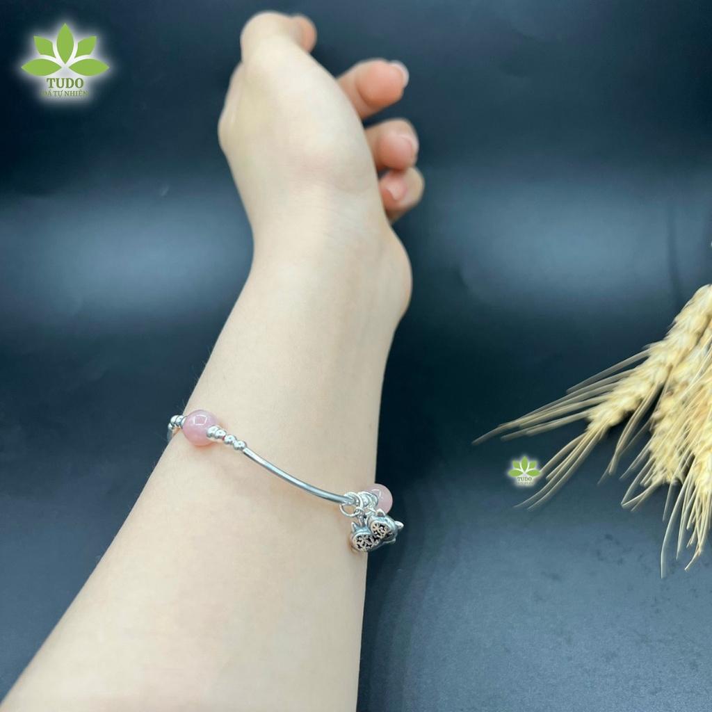 Vòng Tay Nữ Đẹp - Vòng Phong Thủy Mệnh Kim Thủy TUDO VCBTAH AG925 Charm Mèo Thần Tài, Vương Miện B28K400