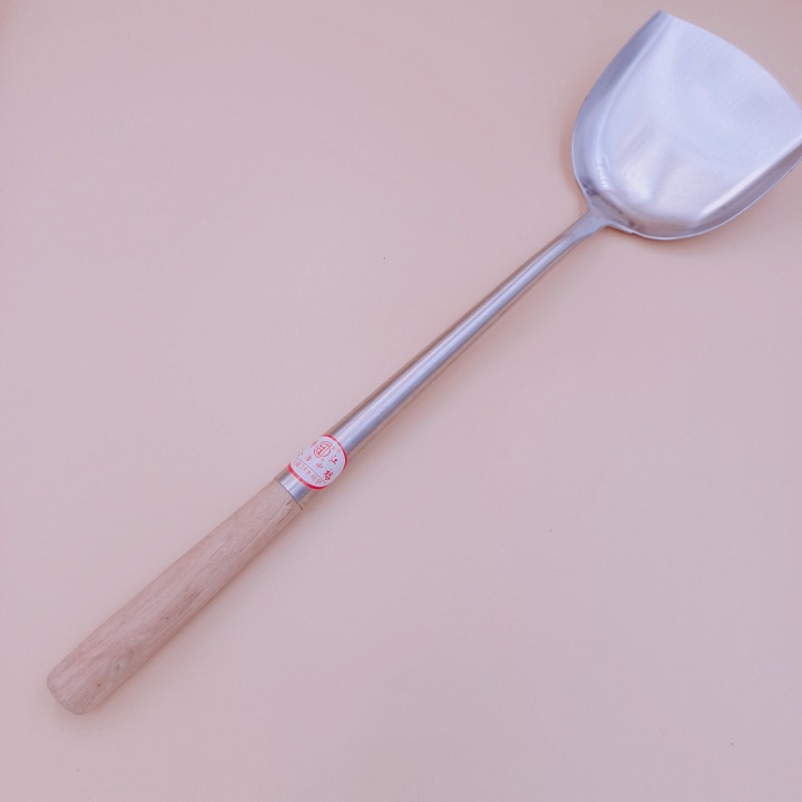Xẻng lật chiên xào đồ ăn loại lớn inox 304 cán gỗ cao cấp