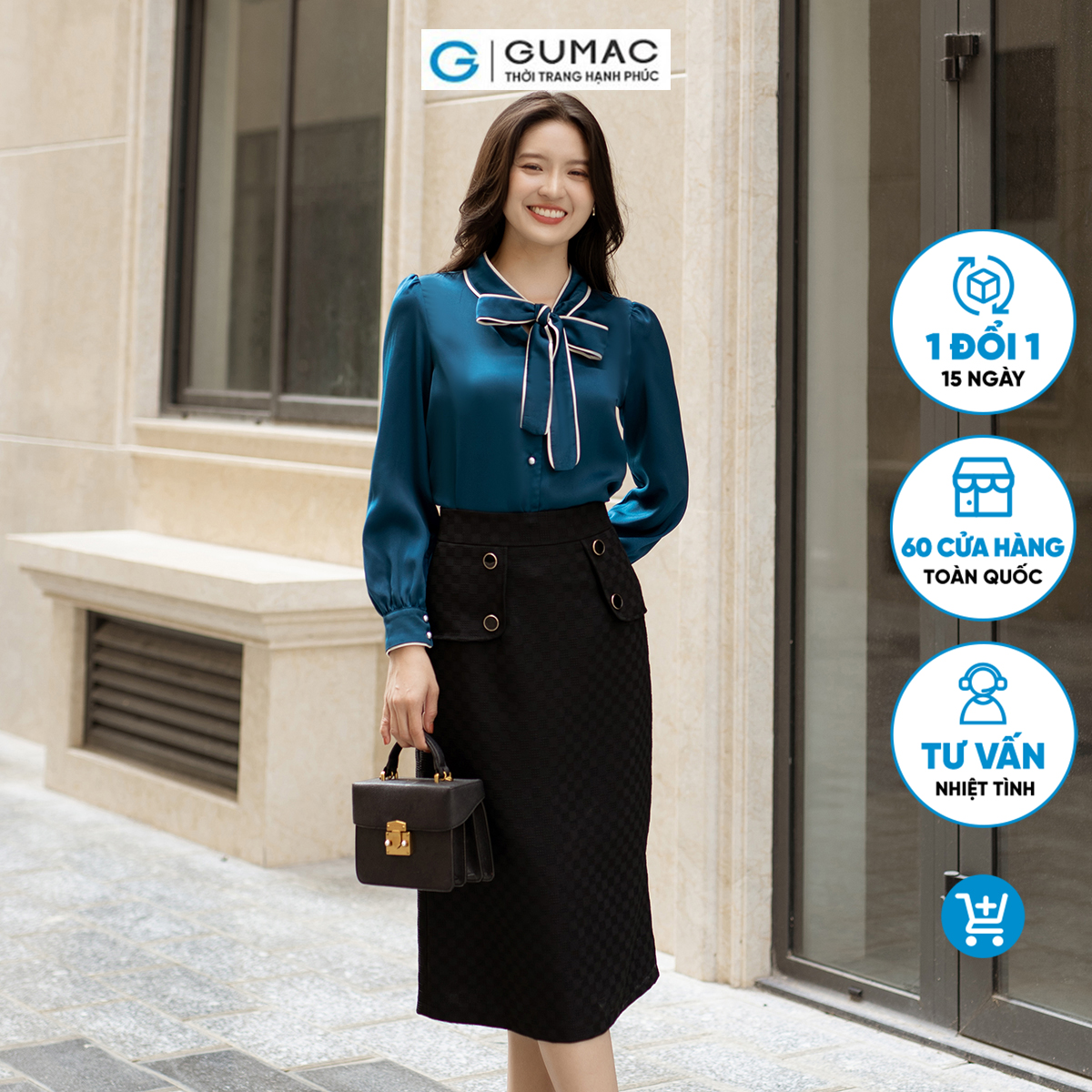 Chân váy phối tà GUMAC VD05002