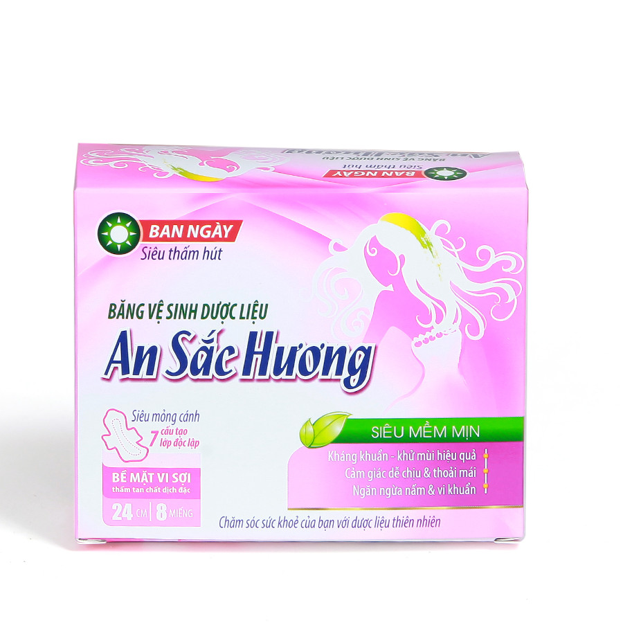 Băng vệ sinh dược liệu  An sắc hương (Loại ban ngày 24 cm gồm 8 miếng)