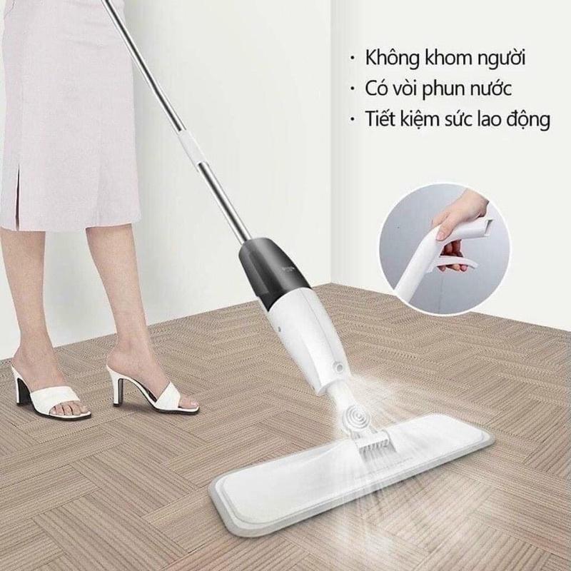 Cây lau nhà thông minh - Chổi lau sàn nhà kèm bình xịt phun sương đầu xoay 360 độ lau dọn dễ dàng 2 trong 1