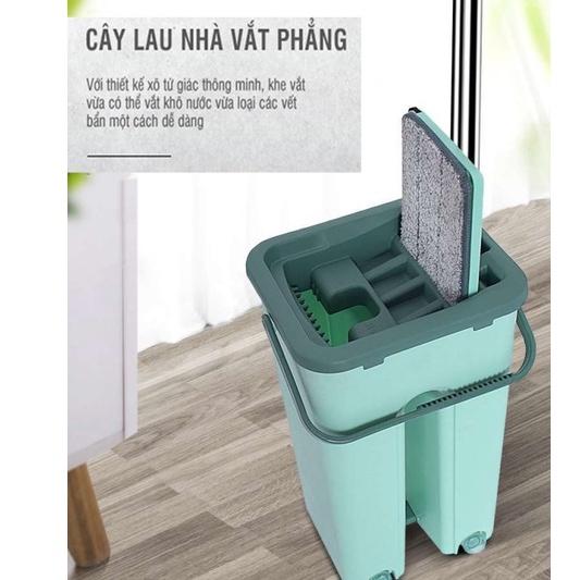 Bộ Cây Lau Nhà Chổi Lau Nhà Tự Vắt 360 Độ Chính Hãng Cao Cấp Tặng Kèm 2 Bông Lau