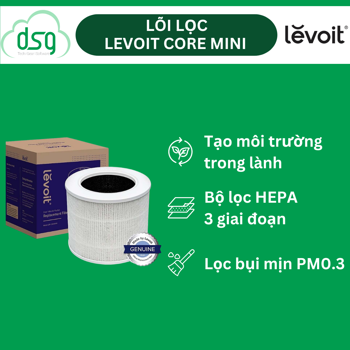 Lõi Lọc Diệt Khuẩn Cho Máy Lọc Levoit core mini | Hàng Chính Hãng