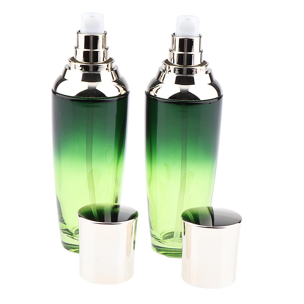 Empty Portable Glass Cosmetic Cream Lotion Pump Bottle Container Cosmetic Make up Dispenser With Pump Head,Pack 2