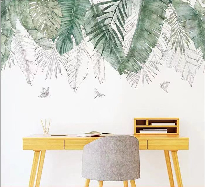 Decal dán trang trí tường phong cách Hàn Quốc Giàn lá xanh 3D mẫu số 4