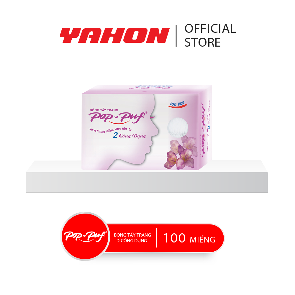 Hộp Bông Tẩy Trang POP-PUF 2 Công Dụng, 100 Miếng/Hộp