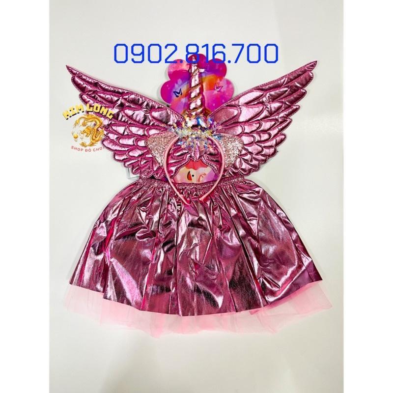 Bộ cánh bướm thiên thần kèm váy hình ngựa Pony màu vàng cho bé gái trang phục hóa trang HALLOWEEN