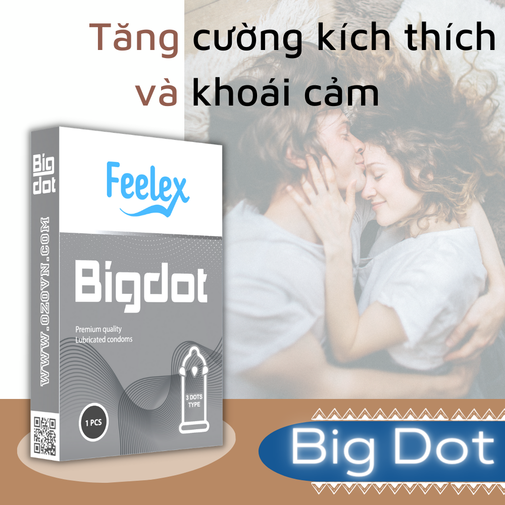 Bao cao su Feelex Bigdot gân gai bi lớn 3, 6 Bi nhiều gel bôi trơn, Hộp 1 bcs