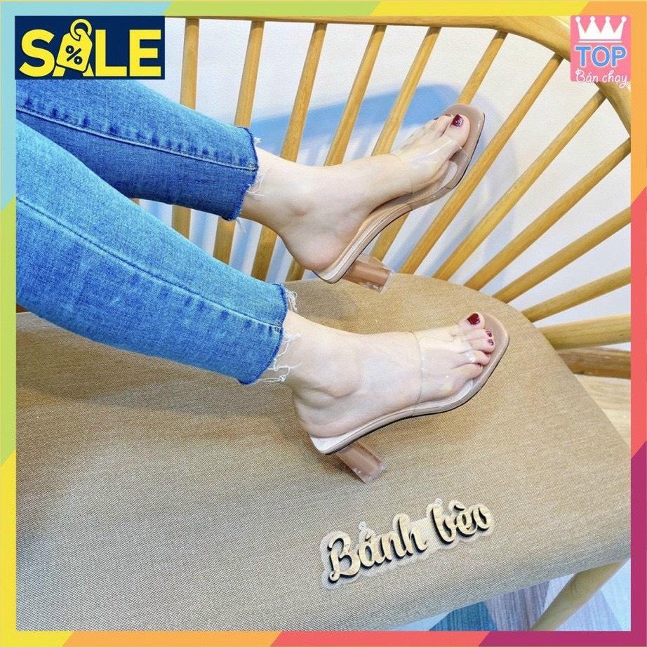 Guốc quai mica dẻo gót trong màu đế - 6P