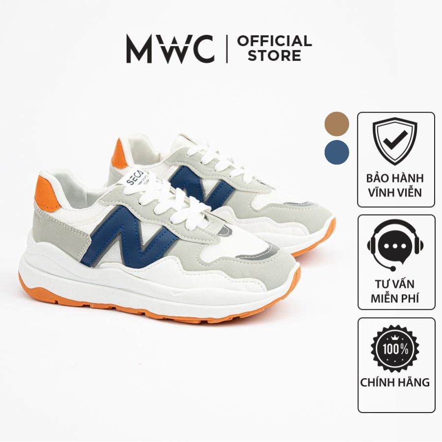 Giày MWC 0719 - Giày Thể Thao Nữ Đế Cao, Giày Sneaker Da Phối Màu Cá Tính