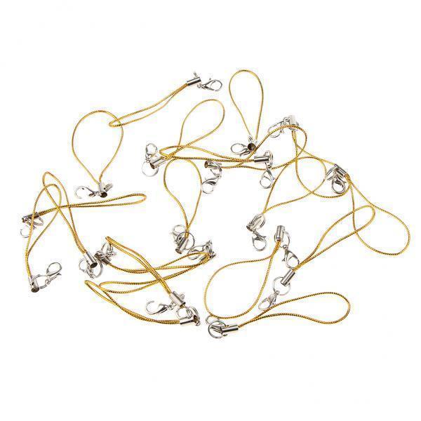 2-5pack 20pcs DIY Mobile Cellphone Keychain Lanyard Charms DIY Rope Gold