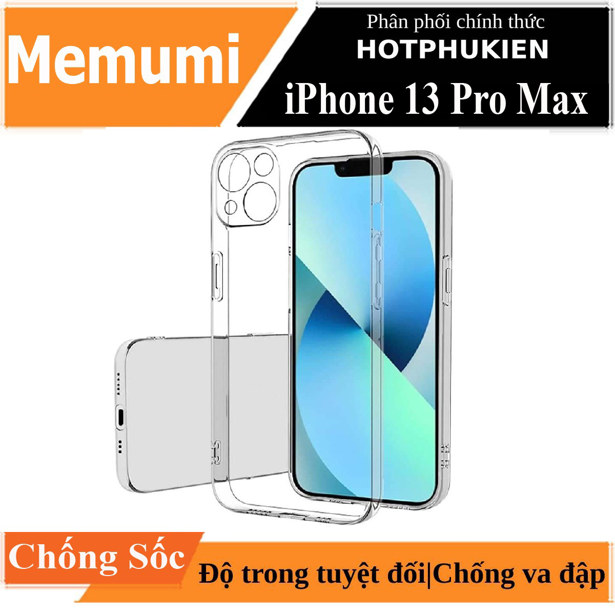 Ốp lưng chống sốc bảo vệ camera cho iPhone 13 / 13 Pro / 13 Pro Max hiệu Memumi Glitter siêu mỏng 1mm Độ trong tuyệt đối, chống trầy xước, chống ố vàng, tản nhiệt tốt - hàng nhập khẩu