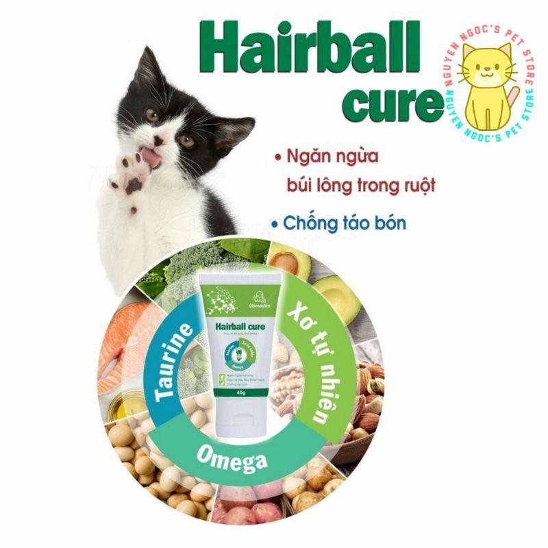 Hairball Cure Vemedim - Gel dinh dưỡng ngăn ngừa búi lông, hỗ trợ điều trị táo bón cho chó mèo tuýp 40g