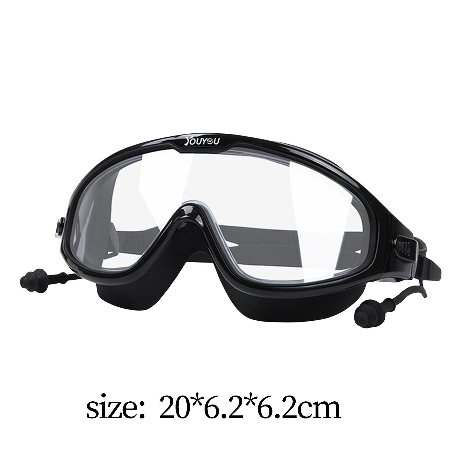 Swimming Goggles for Men Women Adjustable Comfortable Wide View Swim Glasses Large Frame Swim Goggles with Earplugs Waterproof No Leaking