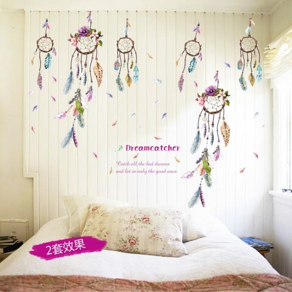 Decal dán tường combo 2 tranh lưới giấc mơ + cô gái và xe đạp