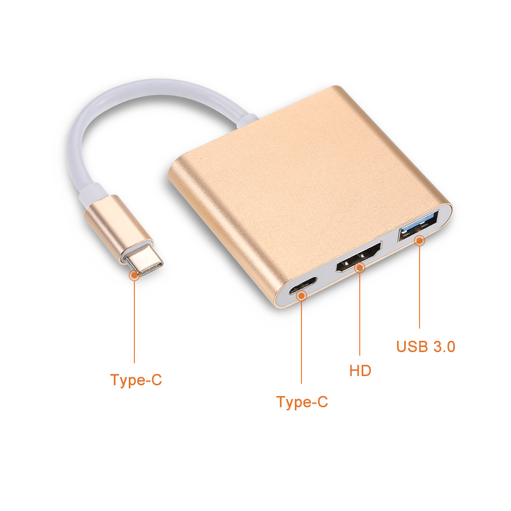 Bộ Chuyển Đổi Dongle Dock USB 3.1 Loại C Sang USB 3.0 / HD / USB 3 Trong 1 Loại C Hub Cho Macbook Pro, Dell XPS