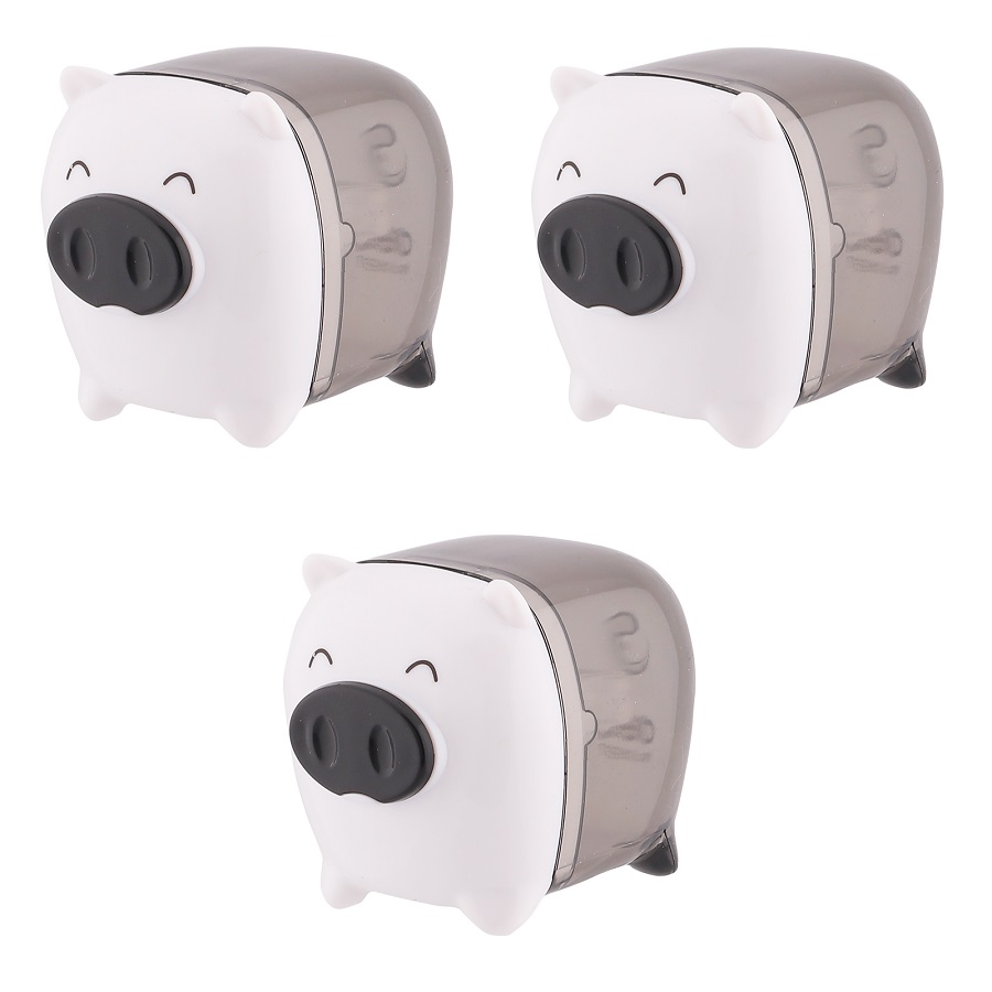 Combo 3 Máy gọt bút chì- mini Deli 557 Piggy 1-hole sharpener w/canister φ7mm Giao màu ngẫu nhiên