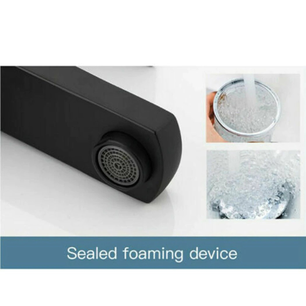 Vòi lavabo Vuông Nóng Lạnh Mạ Đen Inox 304 Schmidt - Tặng Kèm Bộ Dây Cấp Nước Nóng Lạnh 40 cm - Hàng Chính Hãng
