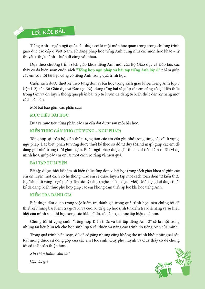 Sách Tổng Hợp Kiến Thức Và Bài Tập Tiếng Anh - Lớp 8