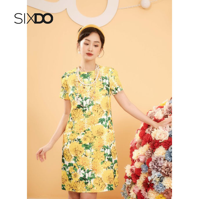 Đầm suông mini họa tiết thời trang SIXDO
