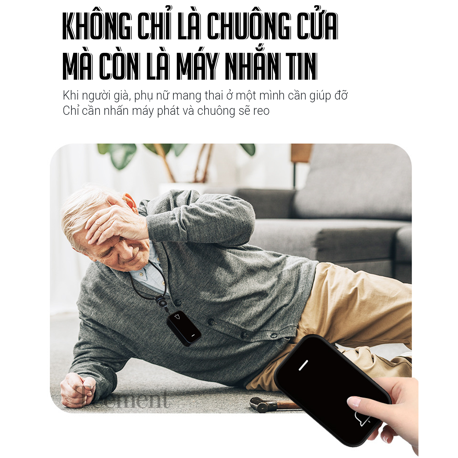 Chuông Cửa Không Dây Không Dùng Pin, Chống Nước Thông Minh, Chuông Bấm Vĩnh Cửu Báo Động Người Già, 38 Loại Nhạc - Hàng Chính Hãng Teement