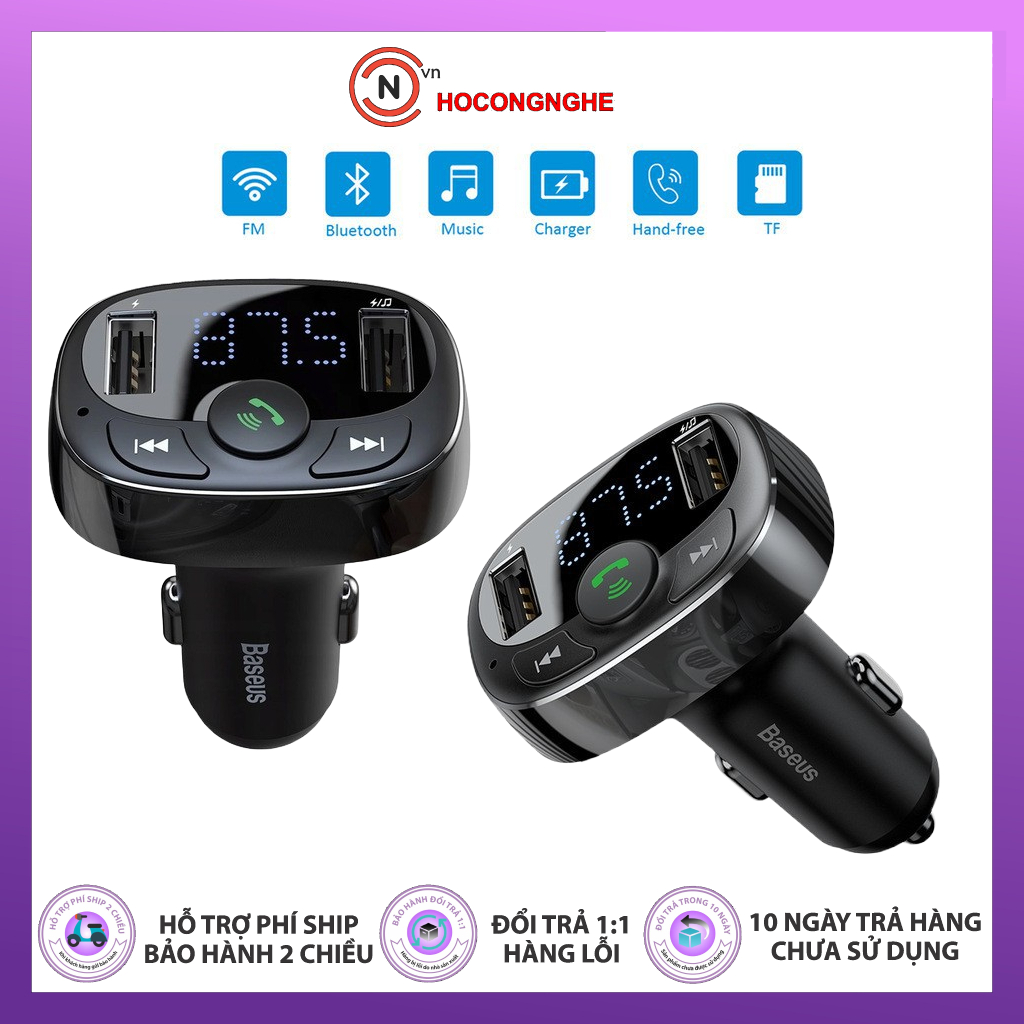 Tẩu sạc ô tô Baseus S13 sạc nhanh QC 4.0 , PD 36W Max cho điện thoại , Bluetooth 5.0 tích hợp FM, thẻ nhớ TF SD, USB x2 - Hàng Chính Hãng