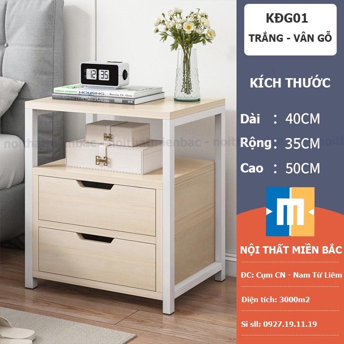 Kệ tủ đầu giường phong cách CHÂU ÂU ANA, có 2 ngăn kéo đựng đồ, khung sắt sơn tĩnh điện cao cấp - KDG01