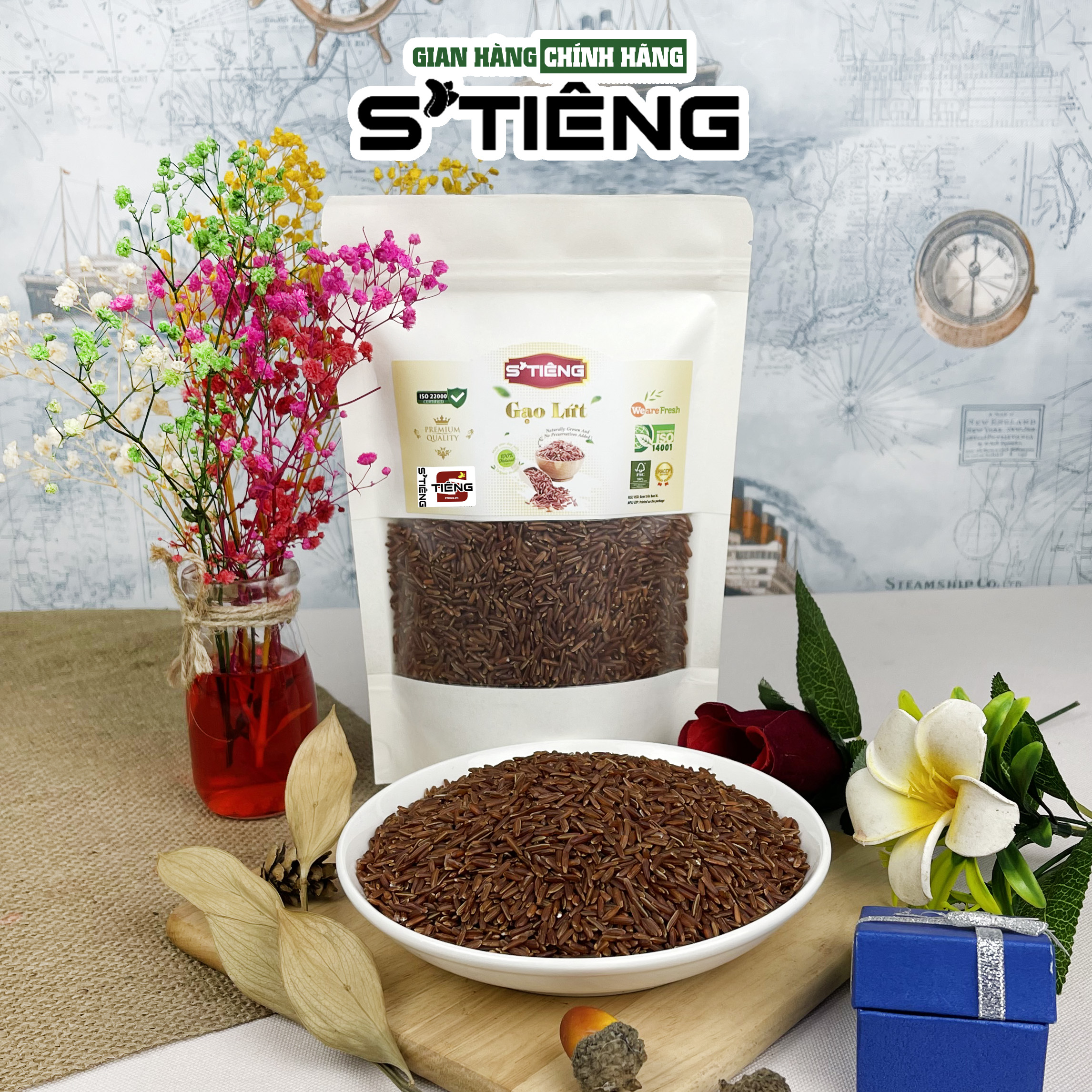 500Gr Gạo Lứt Huyết Rồng Hạt Sống S'TIÊNG Ăn Kiêng Giảm Cân