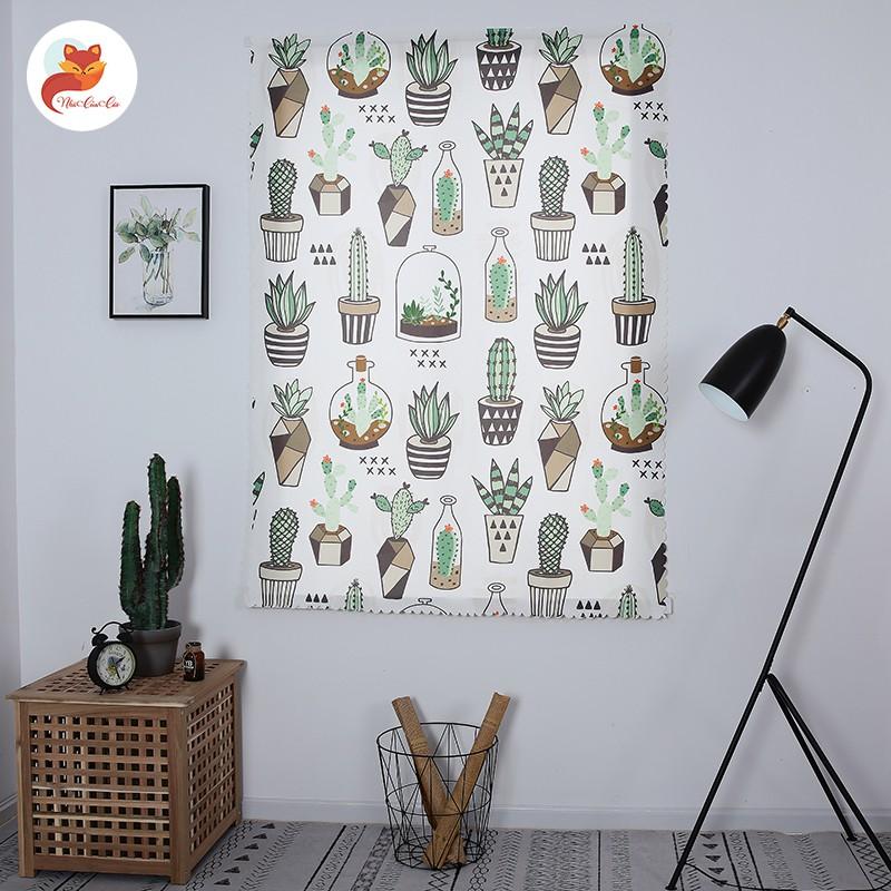 Rèm Cửa Sổ Tiện Lợi Họa Tiết Xương Rồng Xinh Xắn, Tranh Treo Tường Trang Trí Phòng Hot Trend Ins