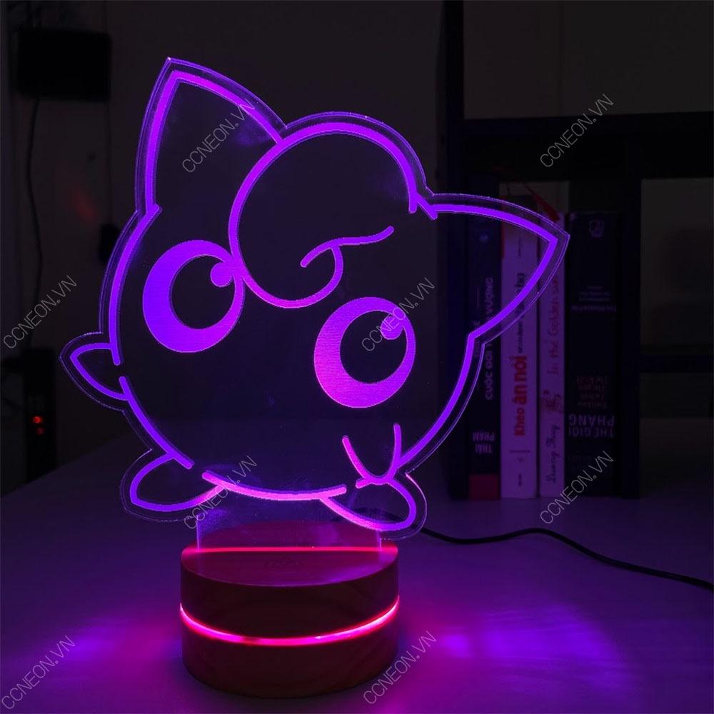 Đèn Led 3D Pokemon Jigglypuff - Đèn Led 16 Màu Hình Nhân Vật Hoạt Hình, Đèn Ngủ Led 3d, Cảm Ứng , Điều Khiển Từ Xa