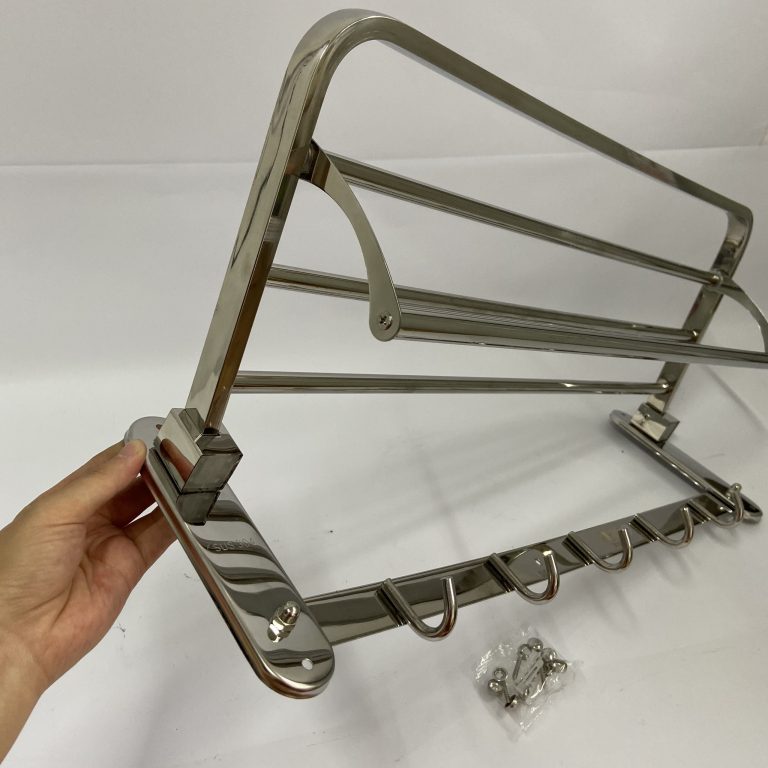 Vắt Khăn Phòng Tắm Gấp Đứng Cao Cấp INOX 304 Sang Trọng- Tiện Lợi PK-04- Đa năng 2 tầng, có móc treo quần áo