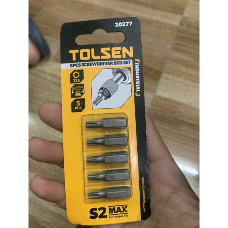 BỘ 5 ĐẦU VÍT BÔNG T25 * 25 MM TOLSEN 20277 - HÀNG CHÍNH HÃNG