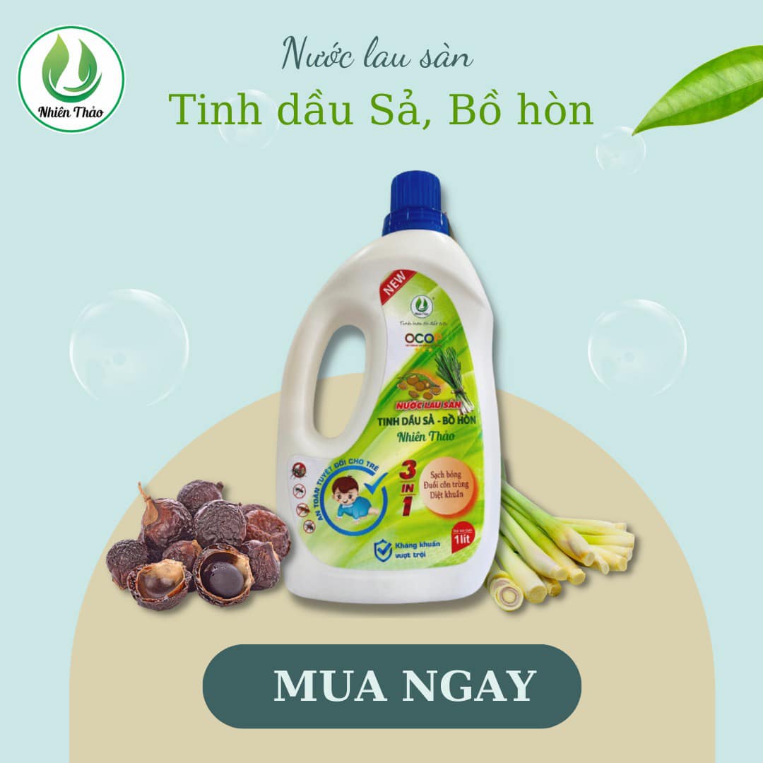 Nước lau sàn tinh dầu sả - bồ hòn 1 lít