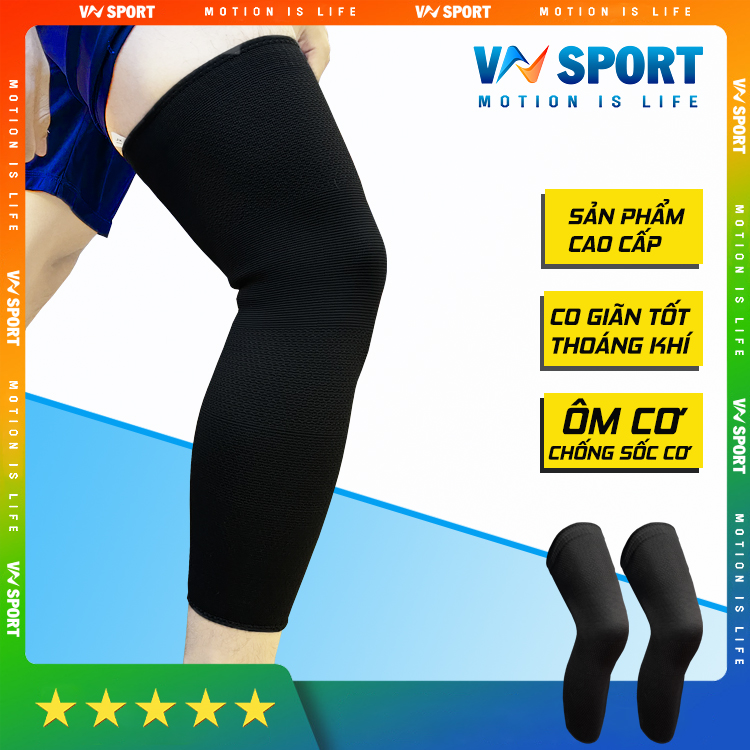 Bó Gối Dài Chính Hãng, Băng Gối Dài Thể Thao Ôm Cơ Glofit Vn030A Long Knee Sleeves Glofit Vn030A 1 Chiếc - Black - M