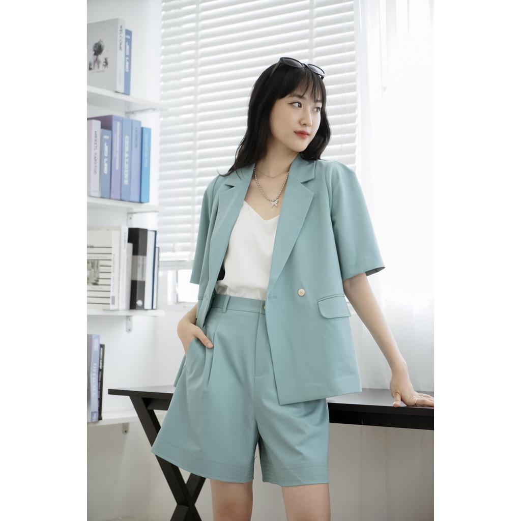 Áo blazer nữ Méo shop cộc tay có túi nắp Posh