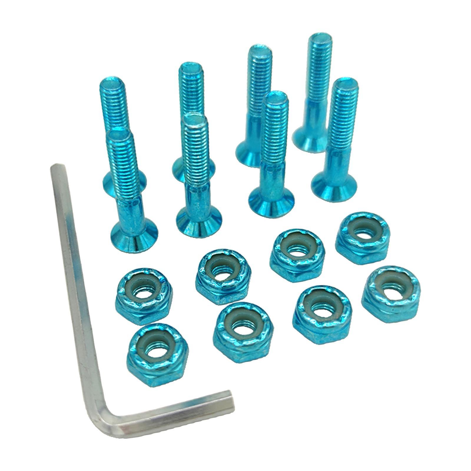 8pcs Replacement Skateboard Hardware Set Longboard Screws Accessories blue