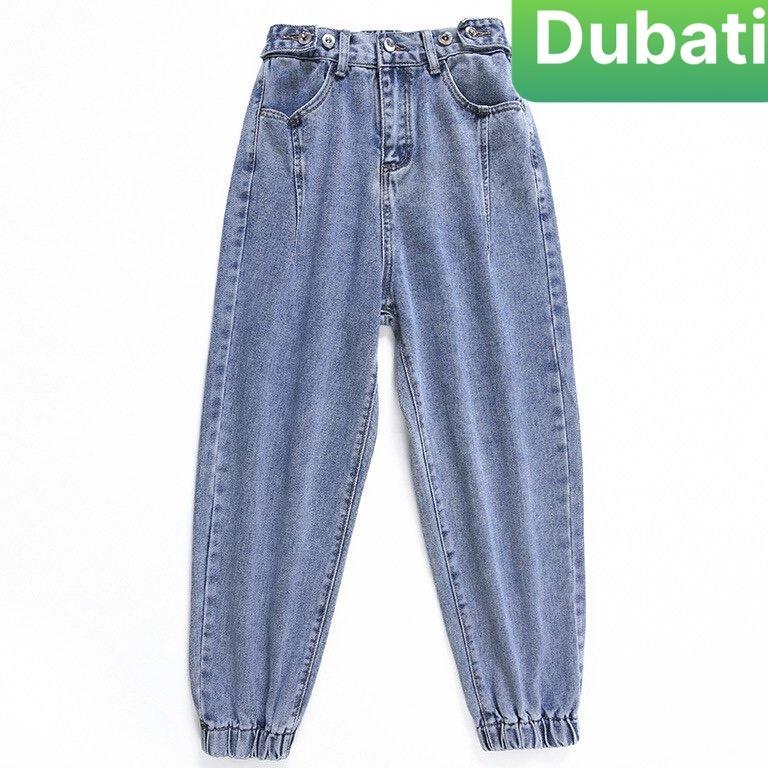 QUẦN BAGGY JEAN NỮ XANH ĐẬM LƯNG THUN ỐNG TÚM NÂNG MÔNG HÀN QUỐC PR-335 SANG CHẢNH -DUBATI FASHION