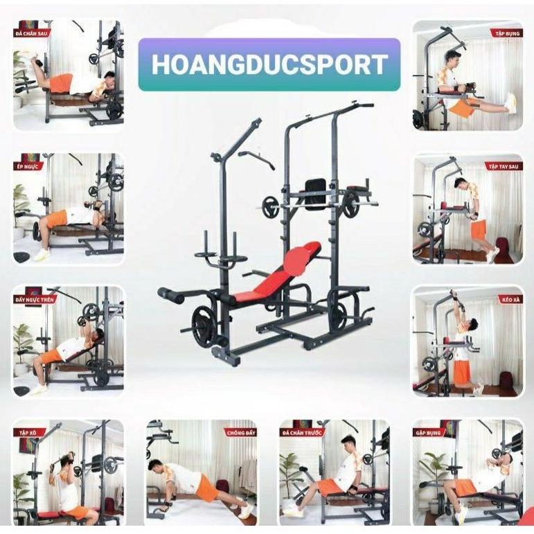Ghế tập tạ đa năng xuki Hoàng Đức có xà đơn xà kép