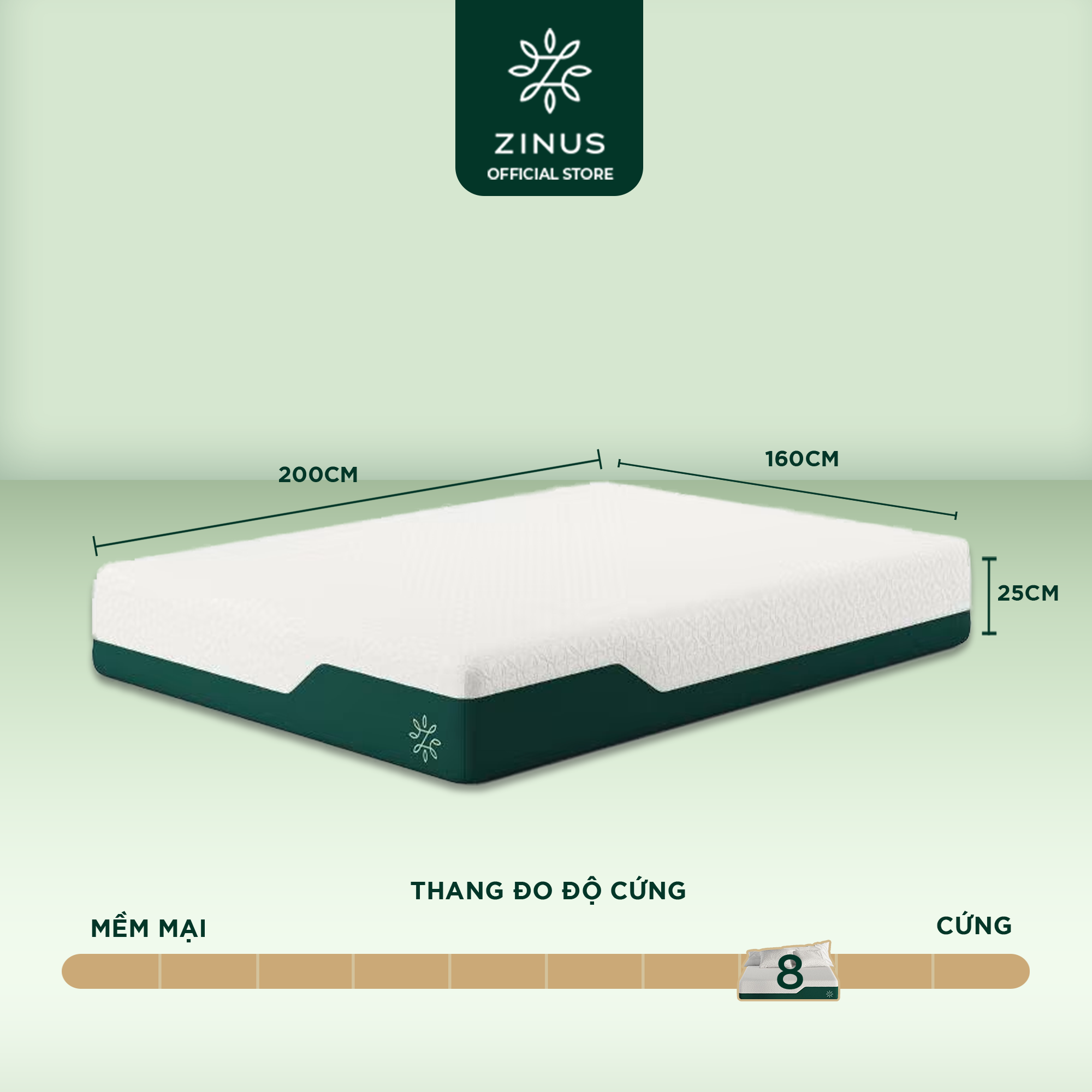 Nệm foam cuộn hút chân không Gel mát cao cấp Zinus - 10in Cooling Gel Memory Foam Mattress