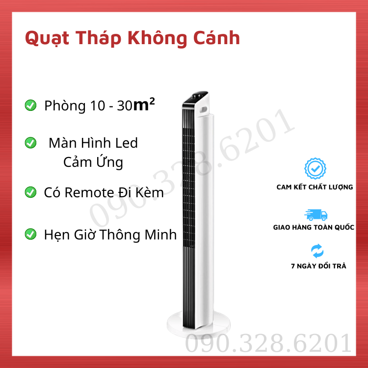 Quạt tháp điều hòa có điều khiển, quạt cây đứng, quạt không cánh thông minh hẹn giờ