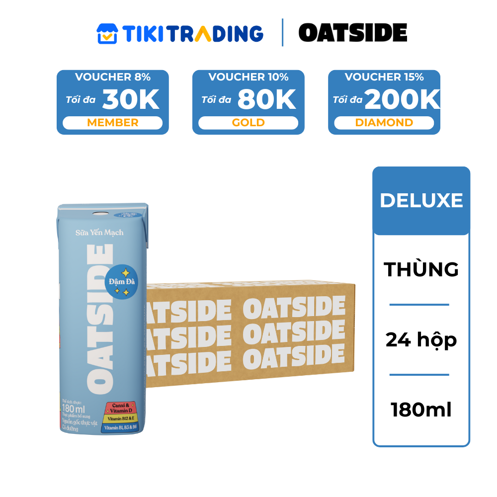 Thùng 24 hộp Sữa yến mạch OATSIDE vị Đậm Đà Deluxe 180ML
