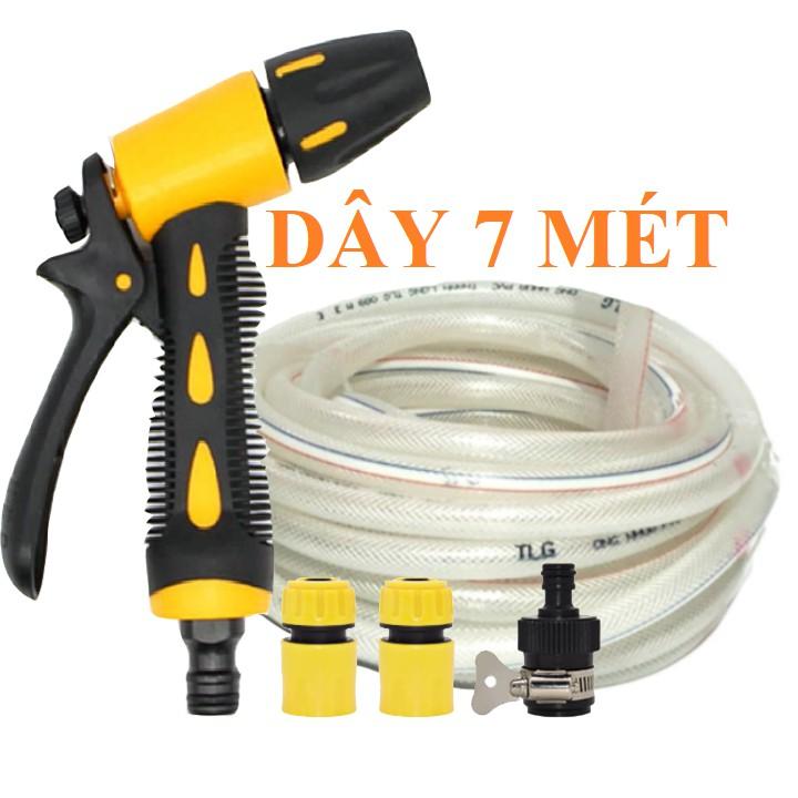 Bộ dây vòi xịt bơm nước tưới rửa , tăng áp 3 lần, loại 7m, 10m 206319 cút sập,nối đen+ mở chai