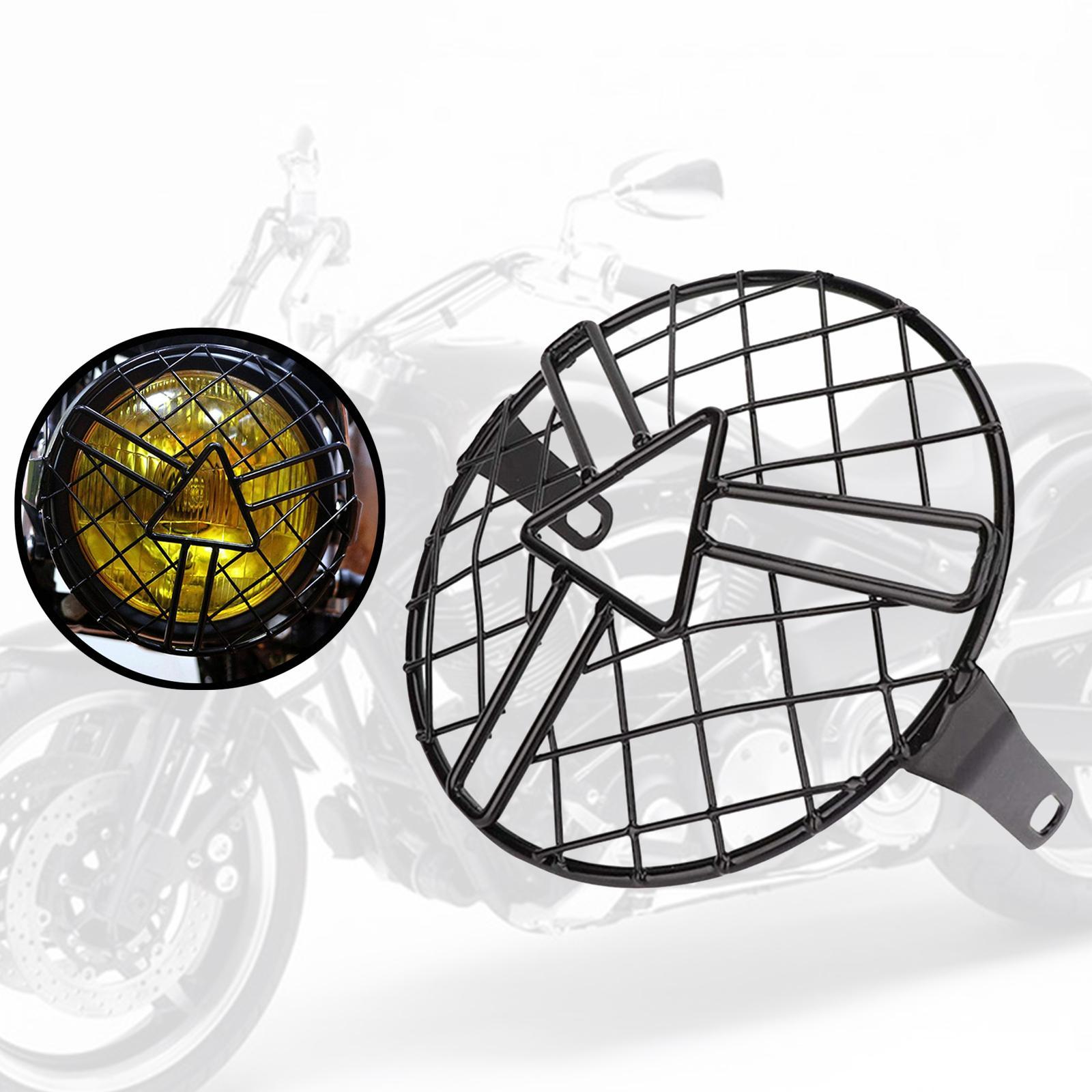 6.5" Motorcycle Headlight Mesh Grill Guard Headlamp Light Cover for Cafe Racer