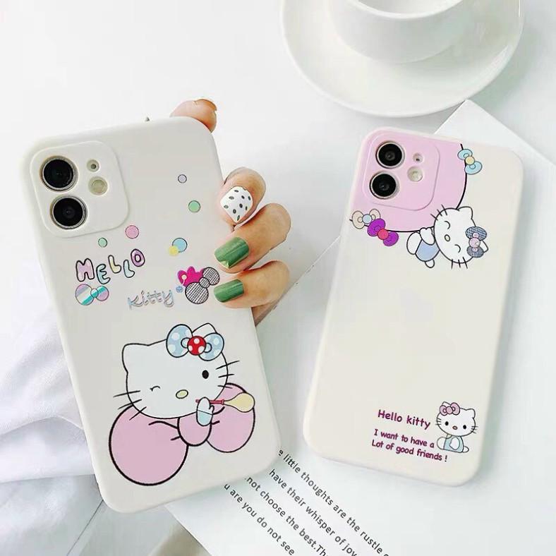 Ốp lưng iphone dẻo vuông cạnh hình Hello Kitty cho 6/6plus/7/8/7plus/x/xsmax/11/11pro/11prom