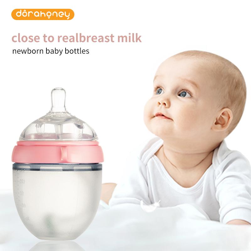 Dorahoney Sữa Nhỏ 150Ml Chống Đầy Hơi Bé Sơ Sinh Hàng Silicone Điều Dưỡng Cốc Chống Trơn Trượt Rộng cấu Tạo Bình