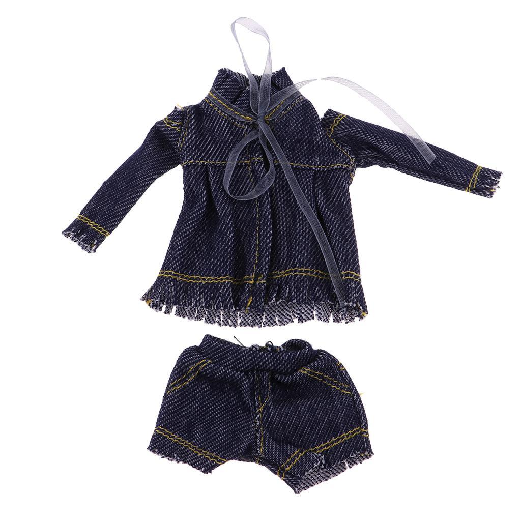 2-4pack Stylish Denim Costume Set Tops Coat & Trousers Pants Outfits For Blythe