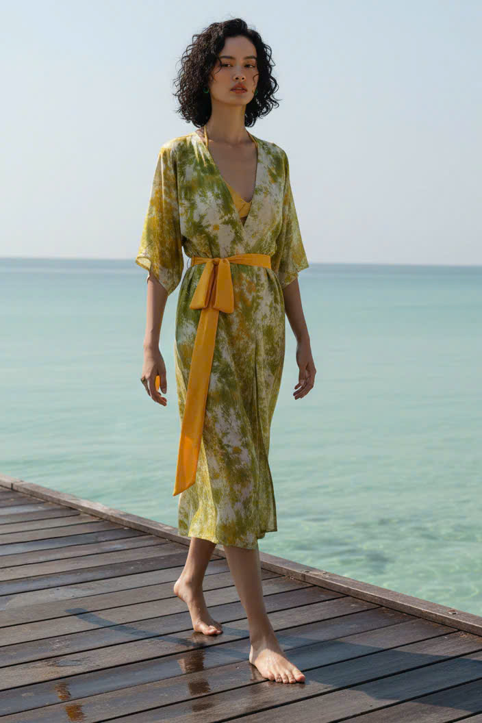 Áo Khoác Kimono Lụa Tơ Tằm Loang Màu Vân Kim Top247 Thời trang thiết kế Hity