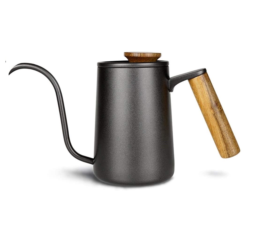 ẤM RÓT NƯỚC CỔ NGỖNG TAY GỖ JIMISI GOOSENECK KETTLE BLACK – 600ML