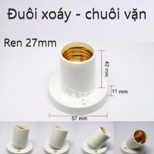 Đuôi đèn đa năng E27 nhựa dày - dể dàng xoay chỉnh hướng (chịu tải lớn đến 100W - tặng kèm vít và tắc kê nhựa)